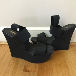 Black Wedges with elastic straps
